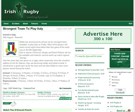 Advertise on Irish Rugby.co.uk